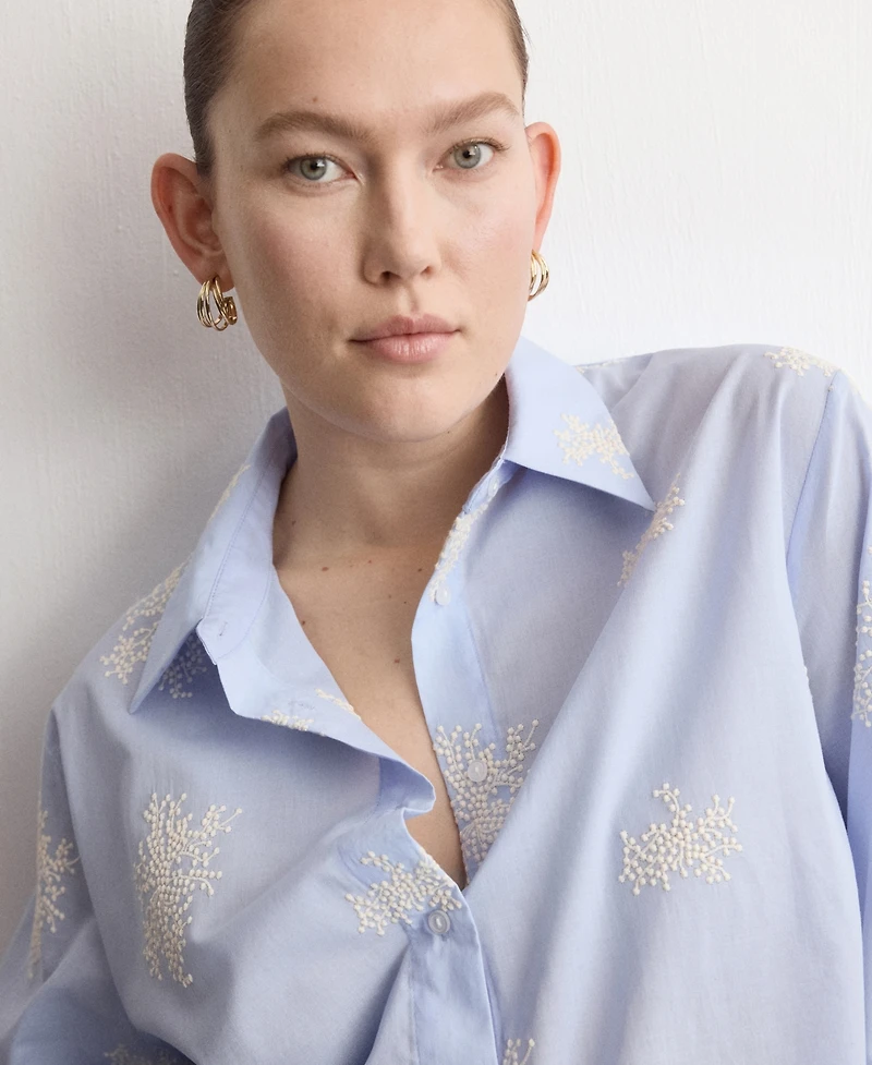 Mango Women's Floral Embroidered Shirt