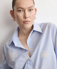 Mango Women's Floral Embroidered Shirt
