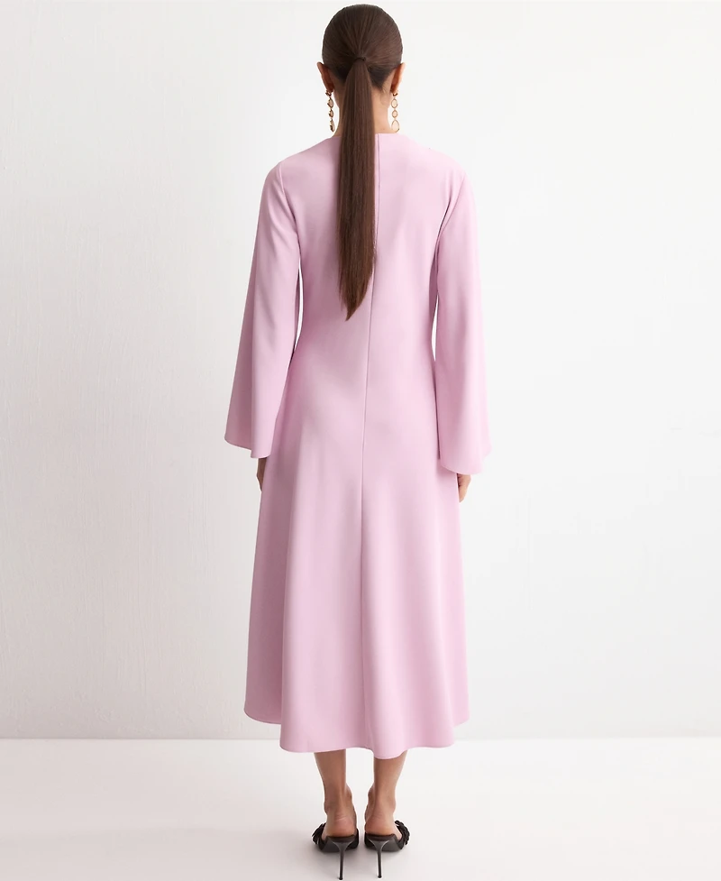 Mango Women's Flared-Sleeve Satin Dress