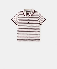 Mango Women's Striped Scalloped Polo Shirt
