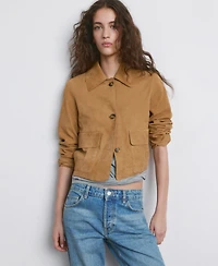 Mango Women's Chest-Pocket Suede Jacket
