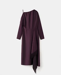 Mango Women's Fringes Asymmetrical Satin Dress