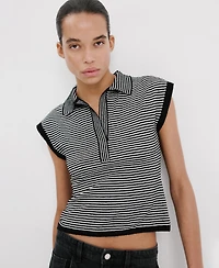 Mango Women's Striped Polo-Neck Sweater