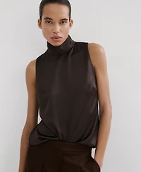 Mango Women's High Collar Satin Blouse