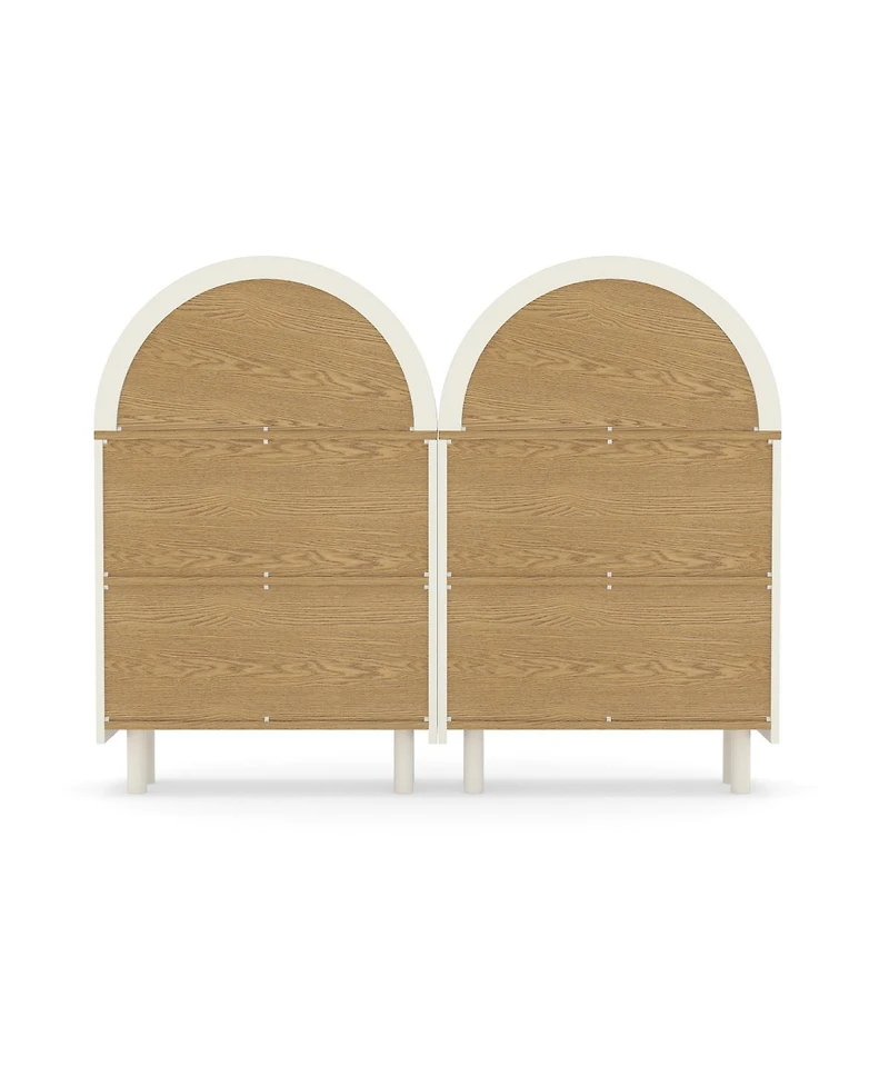 Streamdale Furniture Set of 2 Arched 3-Tier Wooden Bookshelves