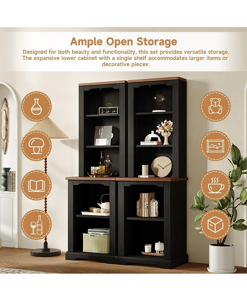 Streamdale Furniture Two-Piece Elegant Freestanding Tall Cabinet with Curved Shelving