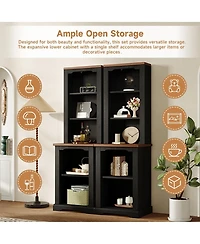 Streamdale Furniture Two-Piece Elegant Freestanding Tall Cabinet with Curved Shelving