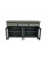Streamdale Furniture 59 Inch Farmhouse Sideboard Buffet with 3 Drawers and 4 Glass Doors