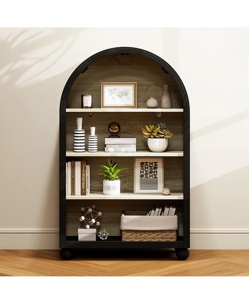 Streamdale Furniture 4-Tier Arched Storage Cabinet with Metal Frame