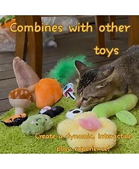 Aronkl Interactive Puzzle Toy Set Garden Base Pineapple Catnip Feathers