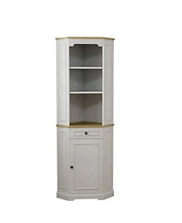 Streamdale Furniture 68 Inch Tall Farmhouse Corner Storage Cabinet with Drawer and Adjustable Shelf