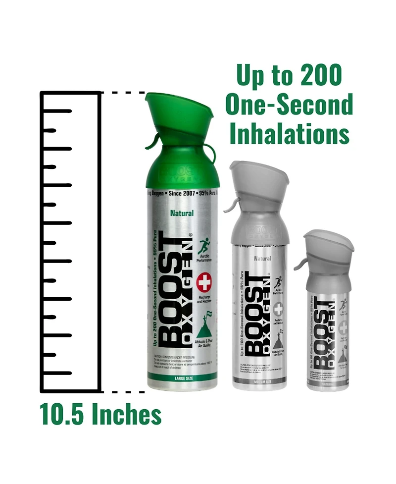 Boost Oxygen 10L Canned Oxygen (2 Pack) and 5L Canned Oxygen (3 Pack), Flavorless