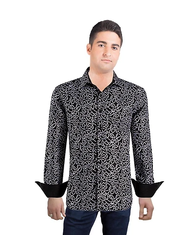 Elie Balleh Men's Slim Fit Swirl Print Shirt