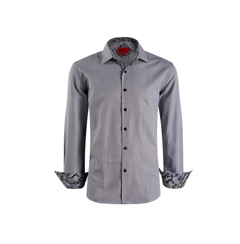 Elie Balleh Men's Slim Fit Houndstooth Dress Shirt