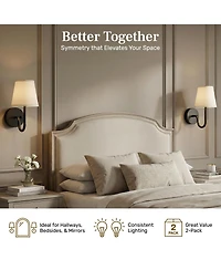 Bell + Howell Set of 2 Modern Fabric Shade Dimmable Led Rechargeable Cordless Touch Control Lights Wall Sconces