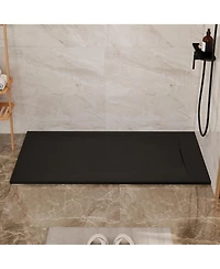 Casainc Wheelchair-Friendly Shower Base with Non-Slip Surface, Reversible Drain