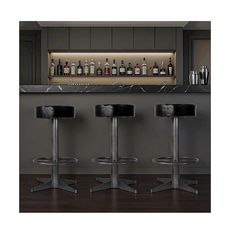 Butler Specialty Malcolm 30 in. Seat Height Leather and Iron Bar Stool