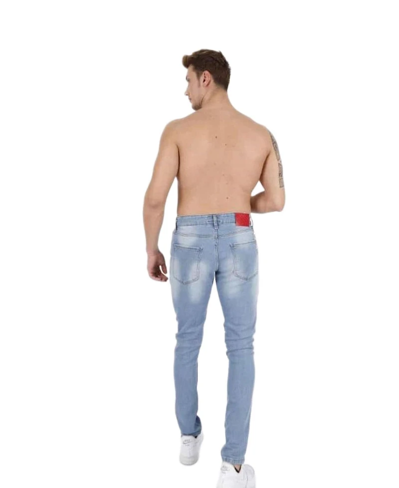 Elie Balleh Men's rhinestone skull slim fit jeans for men
