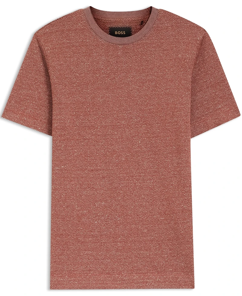 Boss by Hugo Men's Cotton, Linen Silk Mouline-Structured T-Shirt