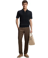 Boss by Hugo Men's Cotton Silk Zip-Neck Polo Shirt