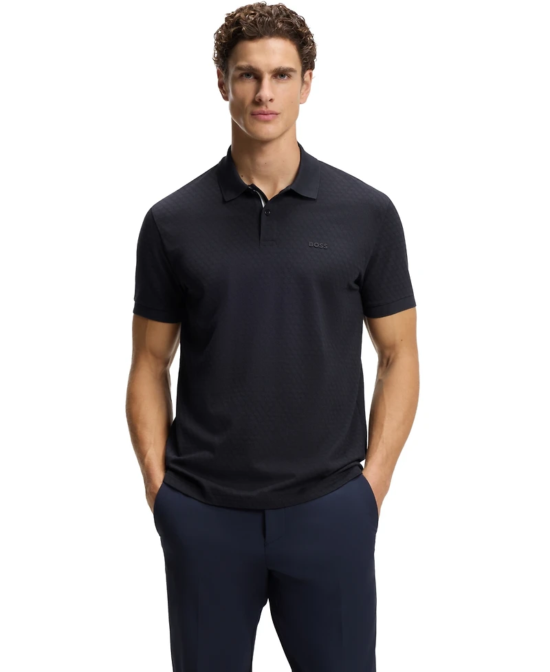 Boss by Hugo Men's Cotton-Pique Printed Pattern Polo Shirt