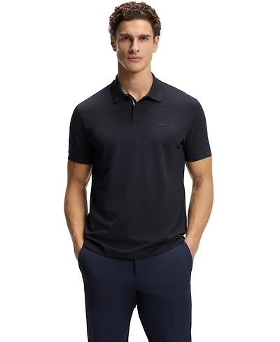 Boss by Hugo Men's Cotton-Pique Printed Pattern Polo Shirt