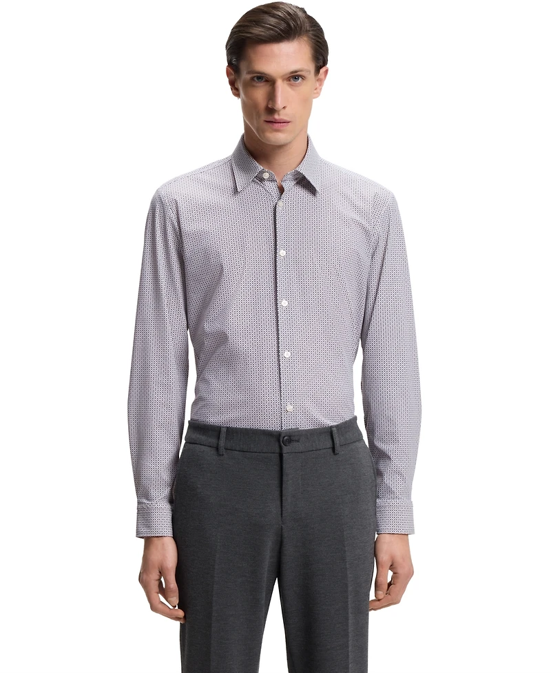 Boss by Hugo Men's Printed Performance-Stretch Jersey Slim-Fit Dress Shirt