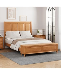 Streamdale Furniture Queen Sleigh Bed Frame with Tall Headboard and 64" Storage Bench