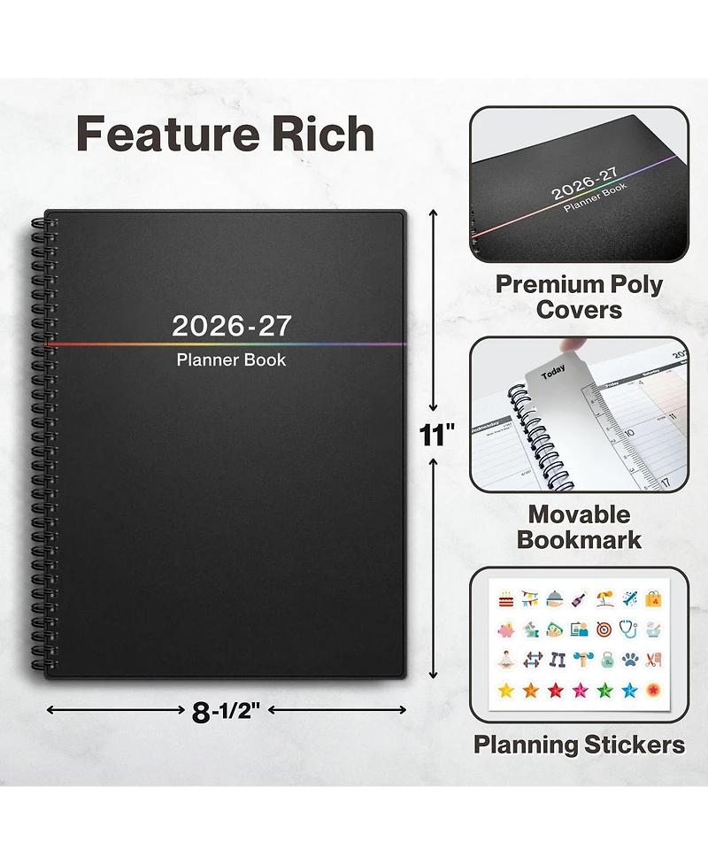 Gnuadz Academic Year Planner 2026-2027 Weekly Monthly Agenda Laminated Tabs Organizer