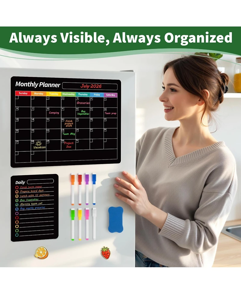 Gnuadz Magnetic Calendar Whiteboard Monthly Planner Fridge
