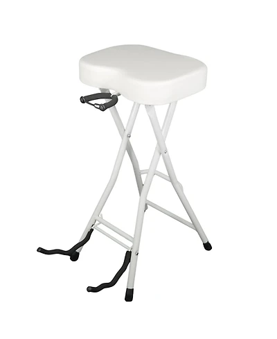 5 Core Guitar Stool Padded Chair Foldable Heavy Duty Music Seat Built in Foot Rest Guitar Stand