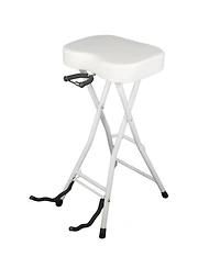 5 Core Guitar Stool Padded Chair Foldable Heavy Duty Music Seat Built in Foot Rest Guitar Stand