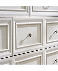 Clihome 8 Drawer Dresser Chest with Wooden Base, Wooden Rustic Chest of Drawers, Storage Dresser