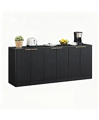 Streamdale Furniture 67 Inch Modern Wavy 6-Door Storage Sideboard
