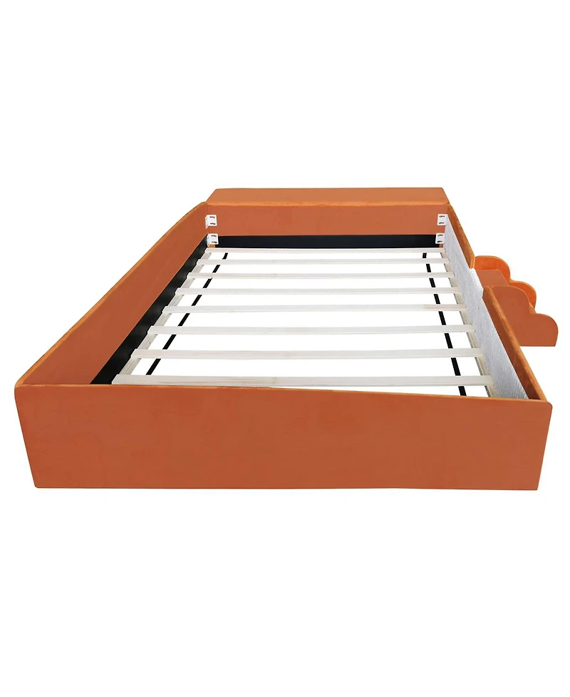 Streamdale Furniture Velvet Upholstered Daybed with Stairs and Gas Lift Storage