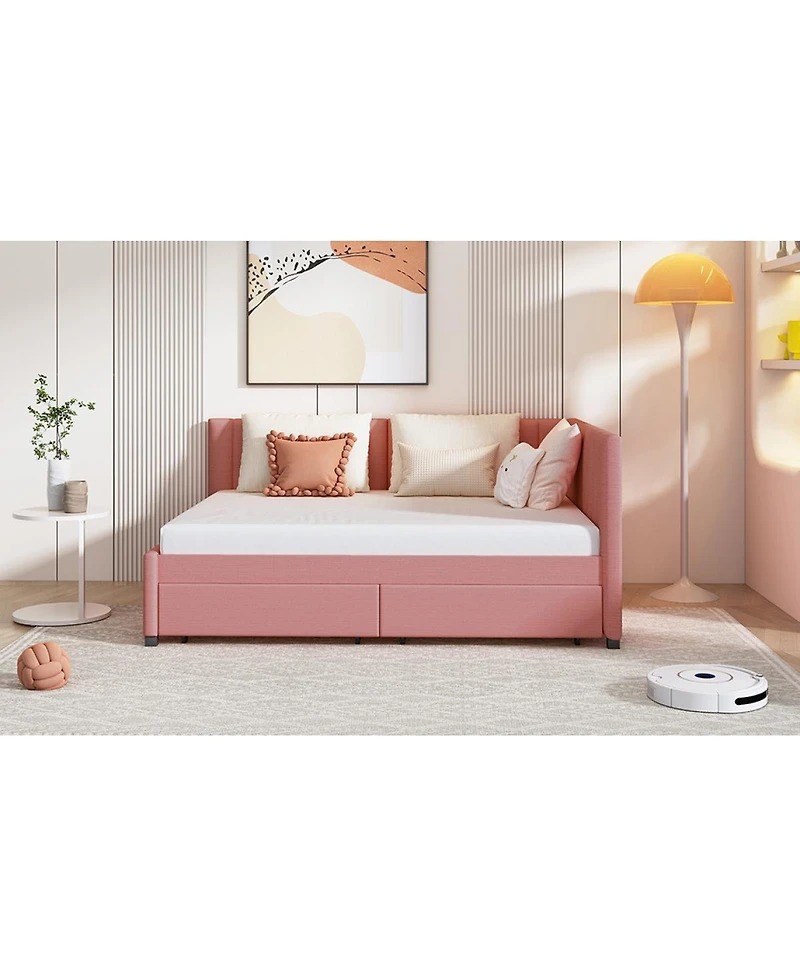 Streamdale Furniture Full Size Upholstered Daybed with 2 Storage Drawers