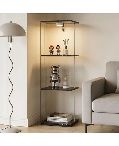 Streamdale Furniture 3-Layer Rotatable Display Cabinet with Remote Light