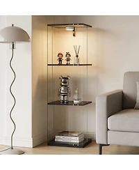 Streamdale Furniture 3-Layer Rotatable Display Cabinet with Remote Light