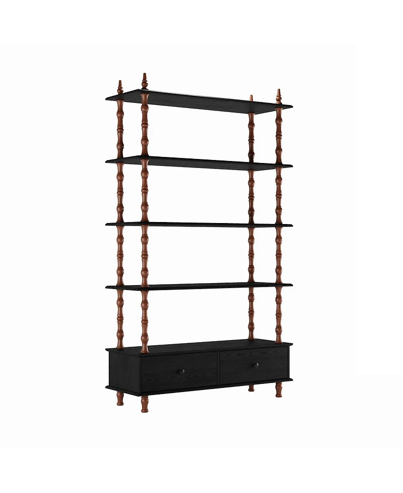 Streamdale Furniture 5-Tier 74.4 Inch Tall Modern Wood Bookcase with Storage Drawers