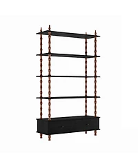 Streamdale Furniture 5-Tier 74.4 Inch Tall Modern Wood Bookcase with Storage Drawers
