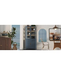 Streamdale Furniture 76.75 Inch Tall Glass Display Cabinet with Led Lights