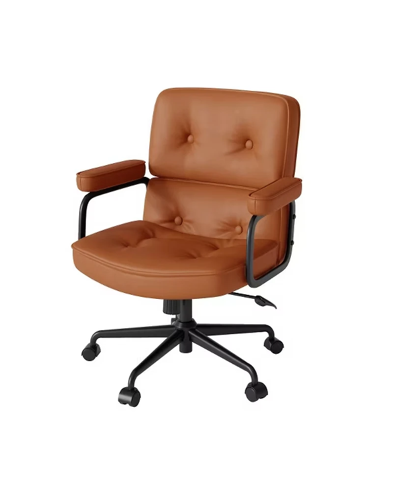 Streamdale Furniture Ergonomic Pu Leather Office Chair with Heavy-Duty Metal Base and Adjustable Arms