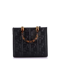 Pre-Owned Fendi Small Sunshine Shopper Tote Zucca Embossed Leather