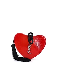 Pre-Owned Saint Laurent Heart Tassel Clutch Embossed Patent