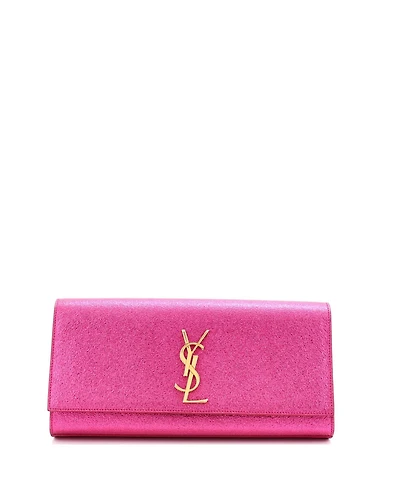 Pre-Owned Saint Laurent Long Classic Monogram Clutch Metallic Calfskin
