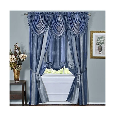 GoodGram Royal Ombre Crushed Semi Sheer Complete 6 Piece Window Curtain and Valance Set