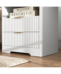 Streamdale Furniture Nightstand with Charging Station, Smart Night Light and Storage Cabinet
