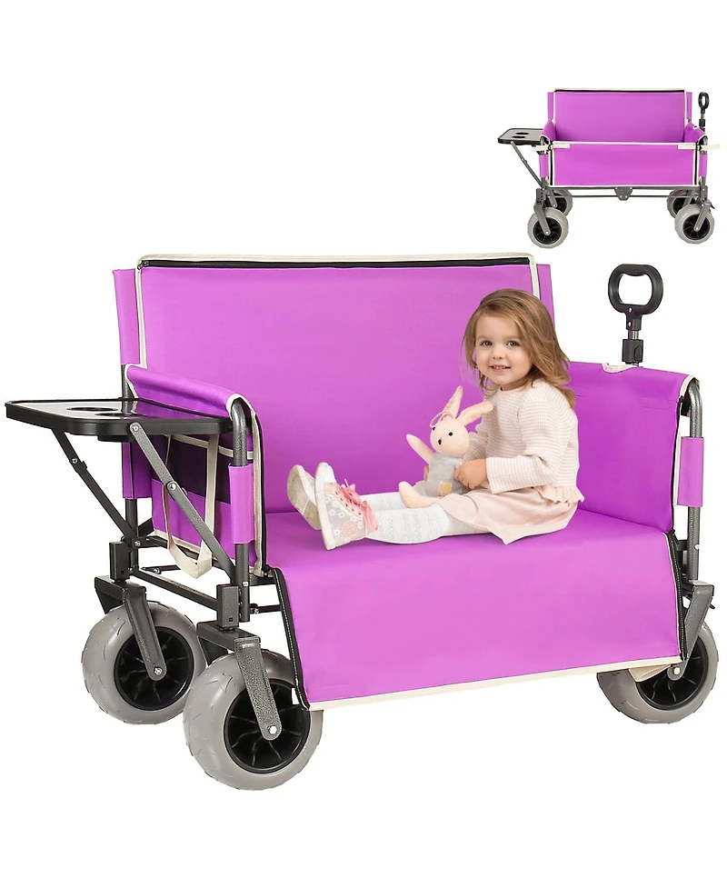 Streamdale Furniture 3-in-1 Collapsible Wagon with Folding Table, 500lbs Capacity