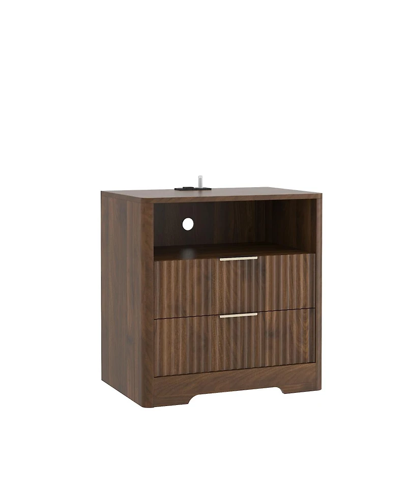 Streamdale Furniture Smart Nightstand with Charging Station and Storage Cabinet