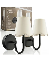 Bell + Howell Set of 2 Scallop Shade Dimmable Led Rechargeable Cordless Touch Control Lights Wall Sconces